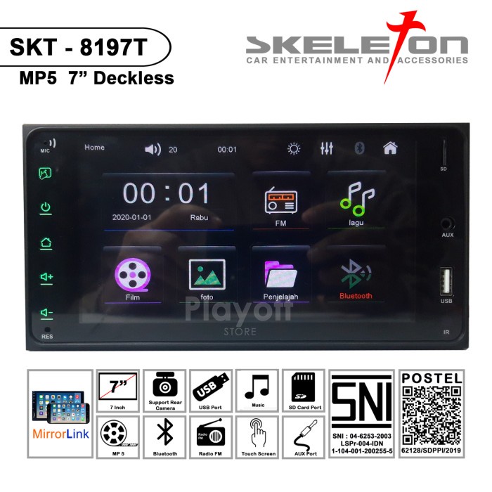 Headunit Tape Mobil Plug N Play Toyota Double Din 7 Inch Skeleton