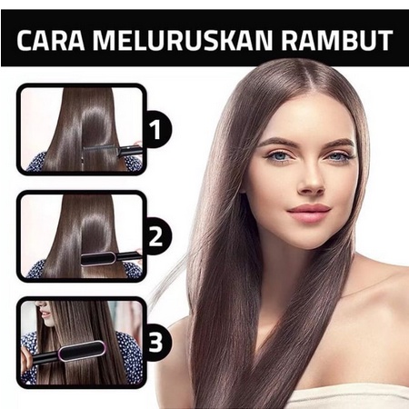 Hair Straightener Curler 2 in 1 Catok Sisir Elektrik Catokan Sisir Pelurus Rambut