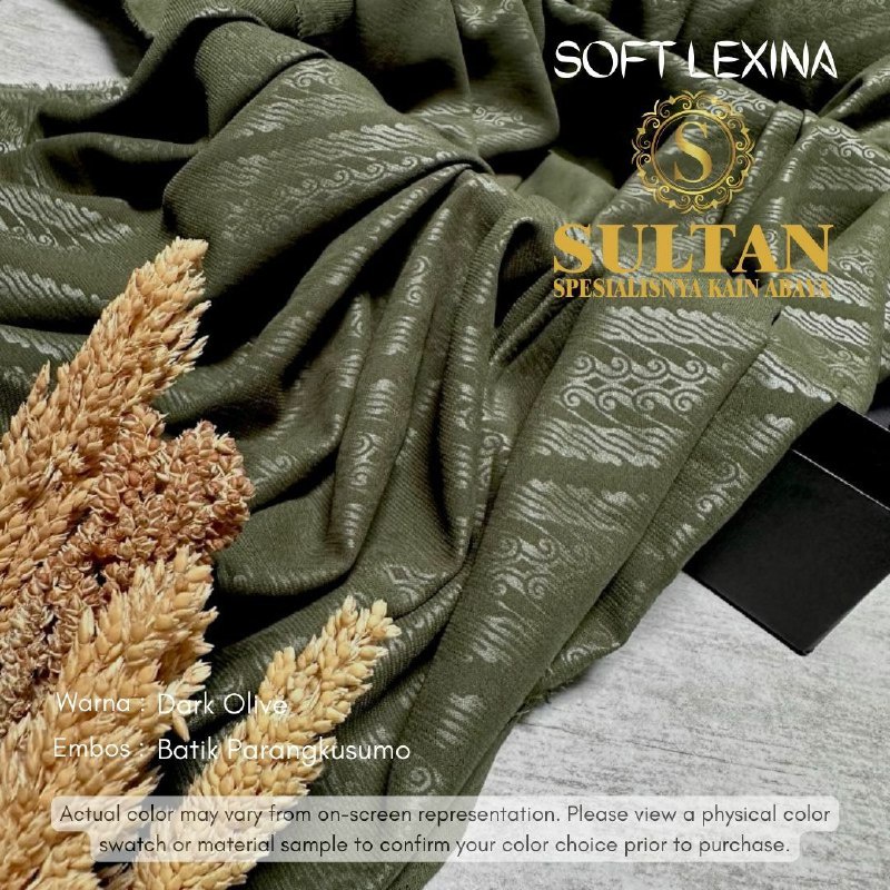 50CM EMBOS PARANGKUSUMO SOFT LEXINA DARK OLIVE KAIN ABAYA SULTAN (MEREK LAMA: SOFT LEXUS)