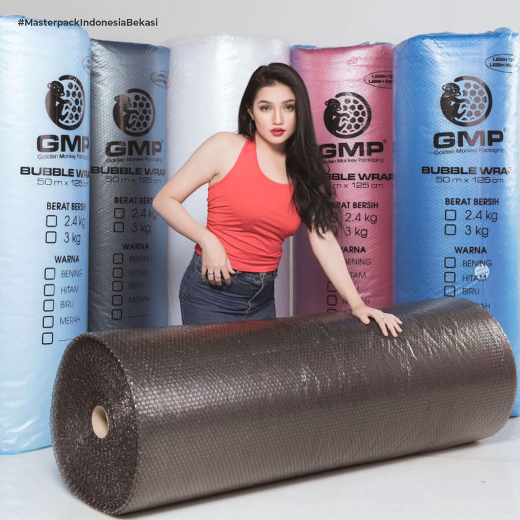 Bubble Wrap GMP 125 cm x 50 meter Bening Hitam Gojek &amp; Grab Delivery