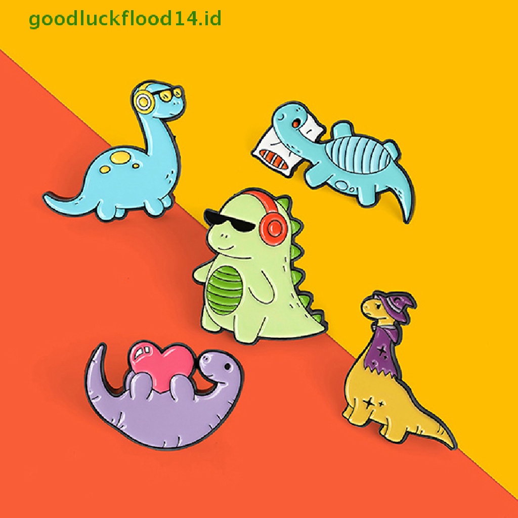 [GOOGFOUR] Kartun Dinosaurus Hewan Drop Minyak Kerah Bros Lencana Pin Pria Wanita Perhiasan Hadiah [TOP]