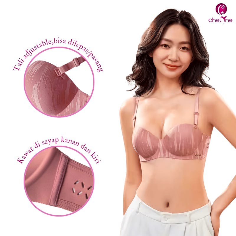 BH Chelyne 2298  Seamless Premium Push-Up Bra Half Cup dengan NON-SLIP DESIGN - Tanpa Kawat Penyanggah 34/38