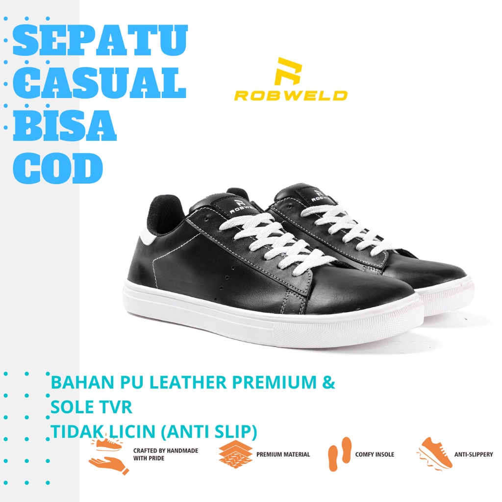 Robweld - Sepatu Sneakers Casual Pria Kasual Laki-laki Sapatu Cowok Dewasa Keren Santai Wanita Terbaru Trend Kekinian Snekers Lokal