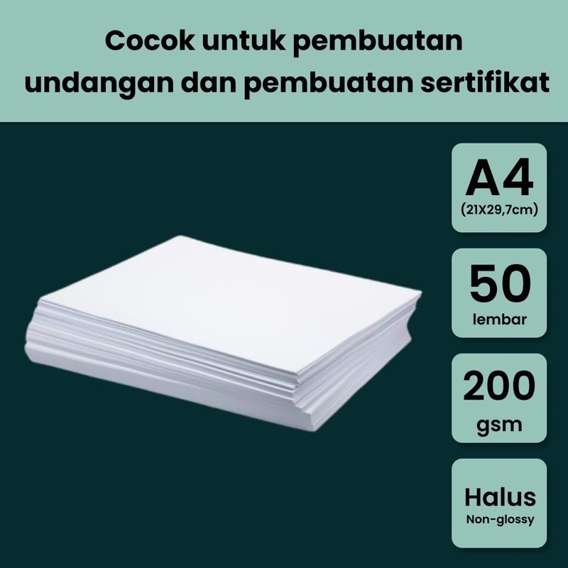

Kertas Kartu TIK 200 gsm A4 isi 50 lbr / Kertas HVS BC Tebal Halus Brief Card 200 gram For Inkjet Printer