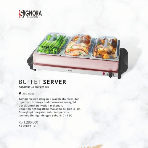 Signora Buffet Server / Alat Penghangat Makanan kapasitas 2,4 liter Free Hadiah