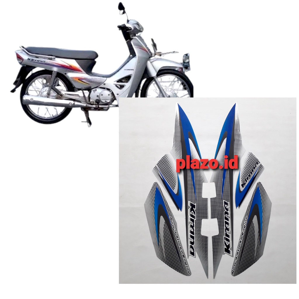 Striping sticker lis body motor honda kirana 2005 silver-biru