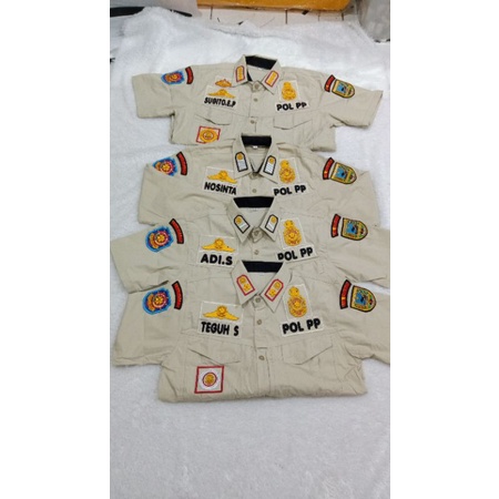 KEMEJA CREAM TAKTIKAL POL PP + BORDIR 3D 1SET TERBARU