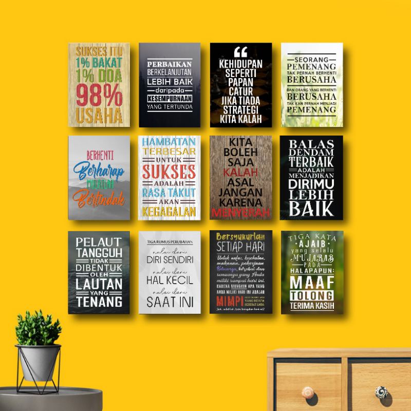 Hiasan Dinding Kantor Quotes Motivasi Poster Kayu Kata Kata Bijak Pajangan Kamar Dekorasi Ruangan Wa