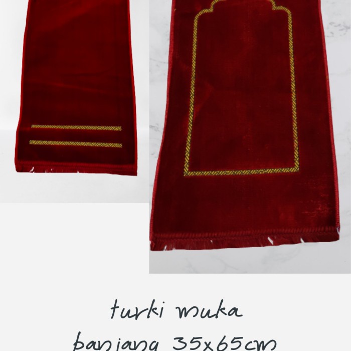 Sajadah SAJADAH TURKI MINI MOTIF POLOS/MUKA PANJANG 35x65cm - Merah(Q4K5) Sajadah Wangi Turki PREMIU