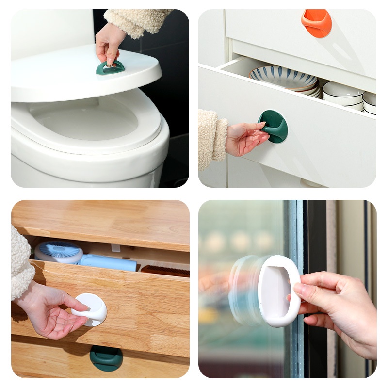 [Harga Grosir] Pegangan Pintu Tambahan Melingkar Self-adhesive Tarikan Lemari Gagang Aksesoris Furniture Serbaguna Knob Laci Jendela Mulus