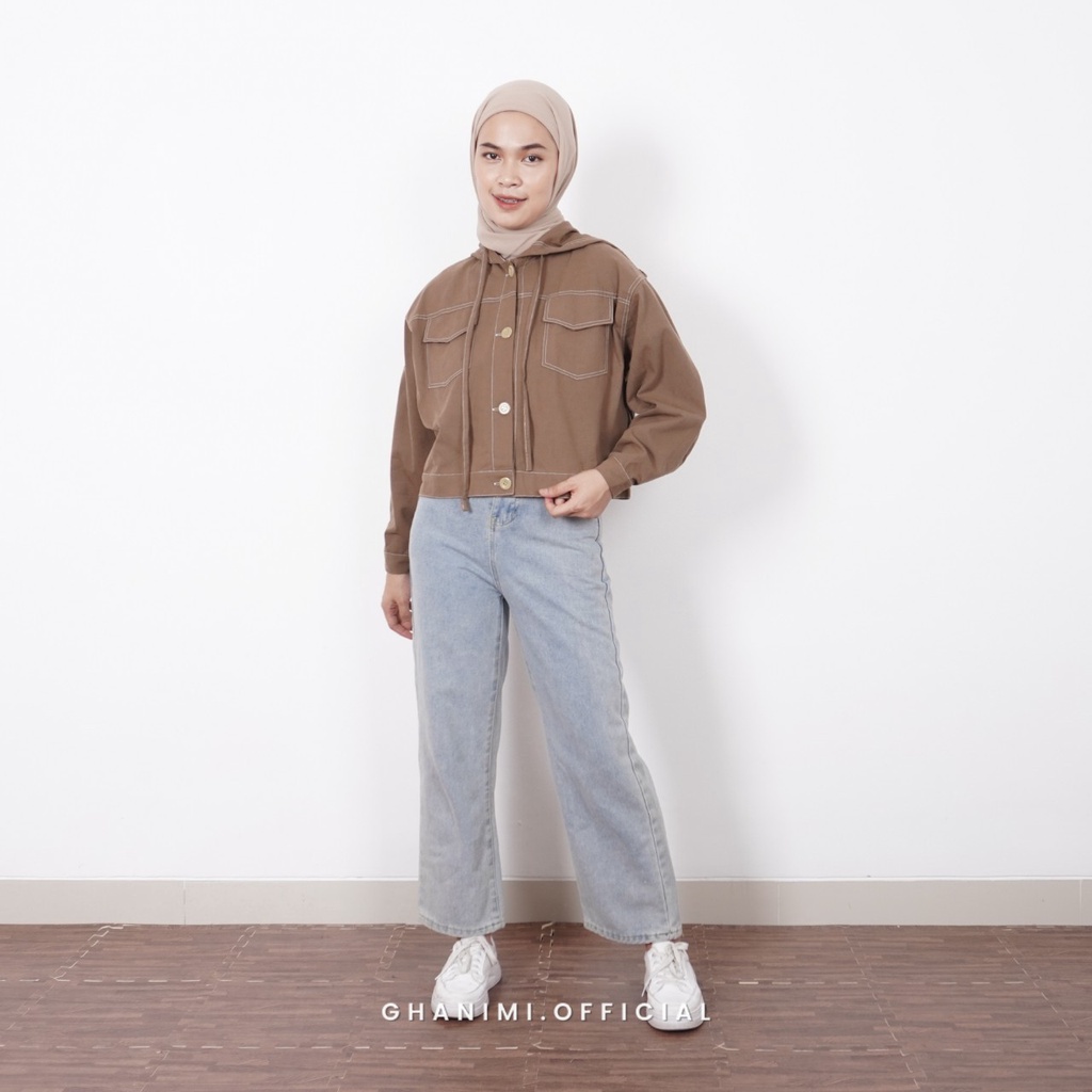 Ghanimi - Aurel Jacket / Jaket hoodie Polos / Jaket motor / Jaket denim / jaket crop kancing tali