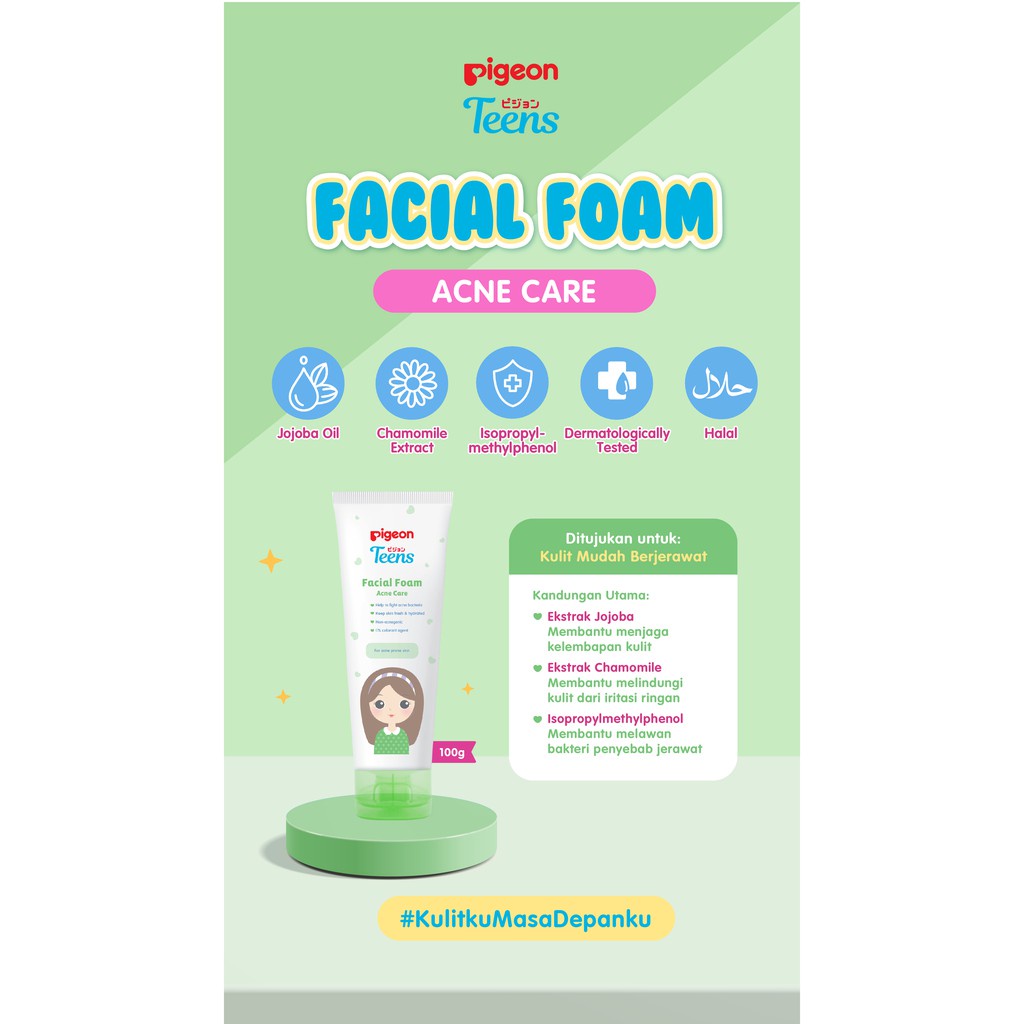 Pigeon Teens Facial Foam Acne Care Sabun Muka Remaja 100g