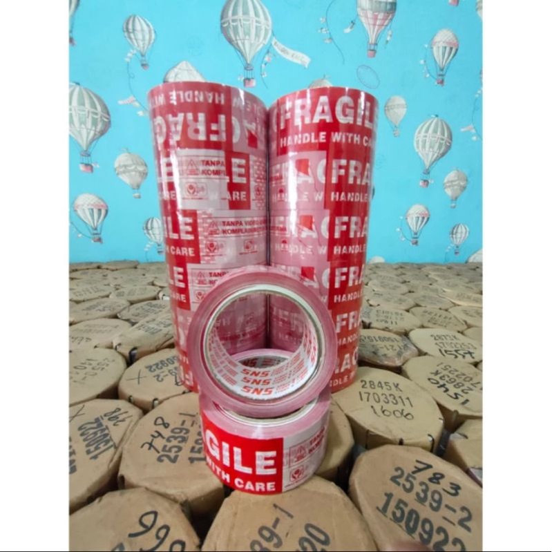 

Lakban fragile unboxing merah putih mix 100 yard 45 mm kuat lengket