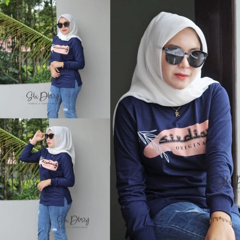 Sixdiary-Atasan kaos lengan panjang wanita six diary