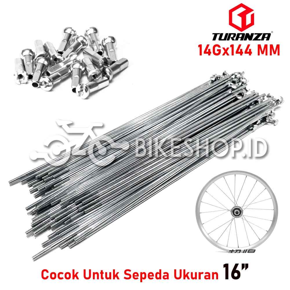 Spoke Jeruji Jari-Jari Sepeda 16" Inch 14Gx144mm CP Silver Superior Sepeda Lipat BMX Mini Anak | High Quality