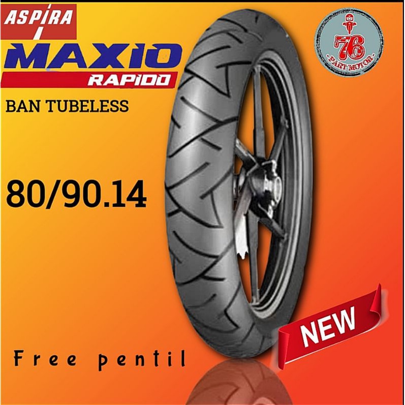 BAN TUBELESS ASPIRA MAXXIO RAPIDO 80/90.14 FREE PENTIL