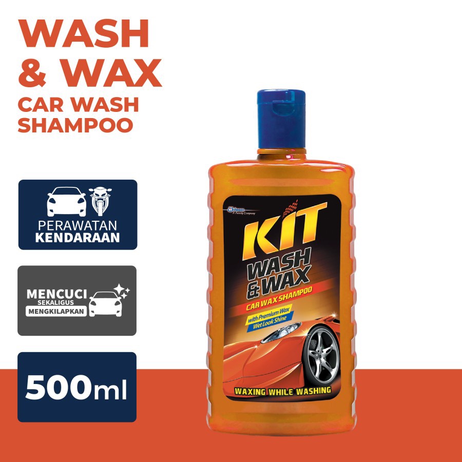 KIT Wash &amp; Wax Shampoo 500 ml / Mencuci Sekaligus Waxing Mobil Anda / Wash and Wax Shampoo Mobil