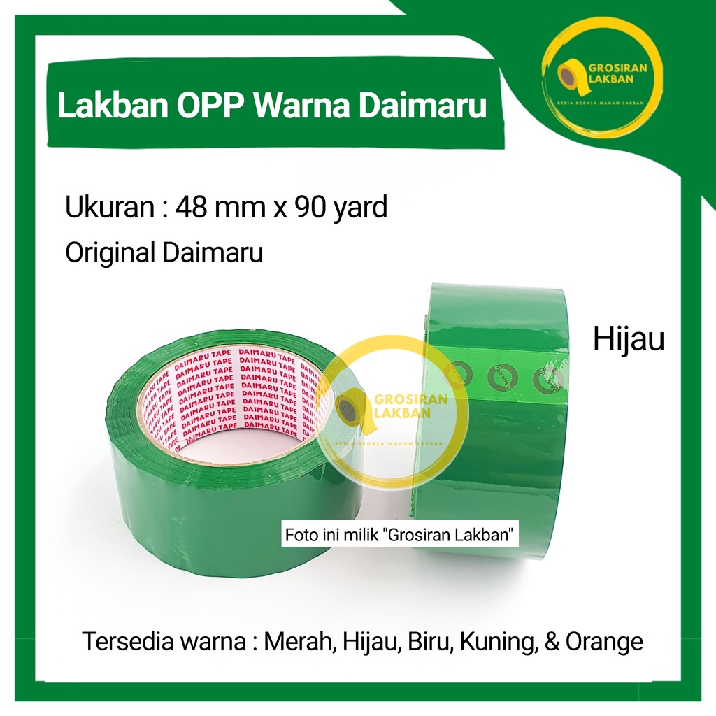 

Lakban Warna Hijau 2 Inch Daimaru OPP 48mm x 90y Isolasi Selotip