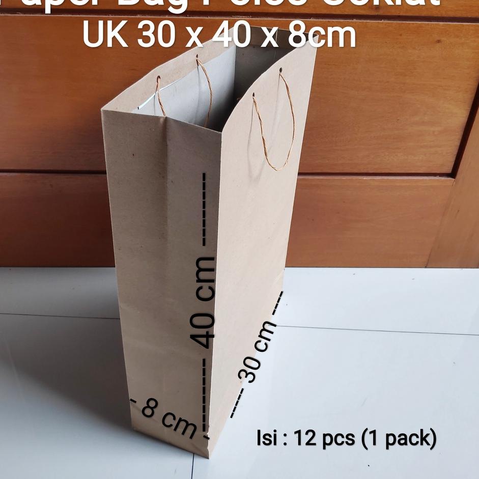 

Best Sale Paperbag polos Coklat uk 30x40 cm, Paper bag, tas kertas, tas souvenir