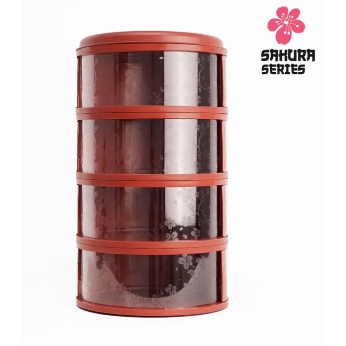 1 kg Rak Penyimpanan Makanan 4 Susun Tingkat Tudung Saji Tutup Food Cover 5 susun-sakura Merah tua