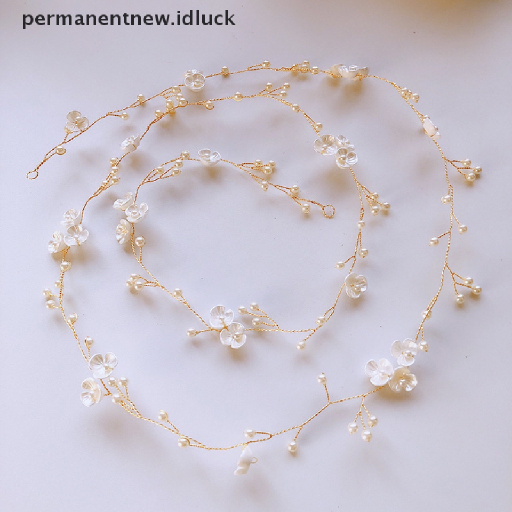 [luckypermanentnew] Bando Kristal Aksesoris Rambut Pernikahan Handmade Bunga Mutiara Untuk Pengantin Perempuan [ID]