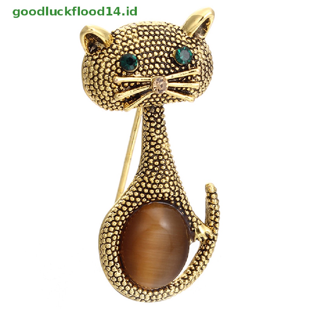 [GOOGFOUR] Mata Kucing Batu Bros Pin Hewan Bros Kerah Klip Pernikahan Opal Wanita Brooch [TOP]