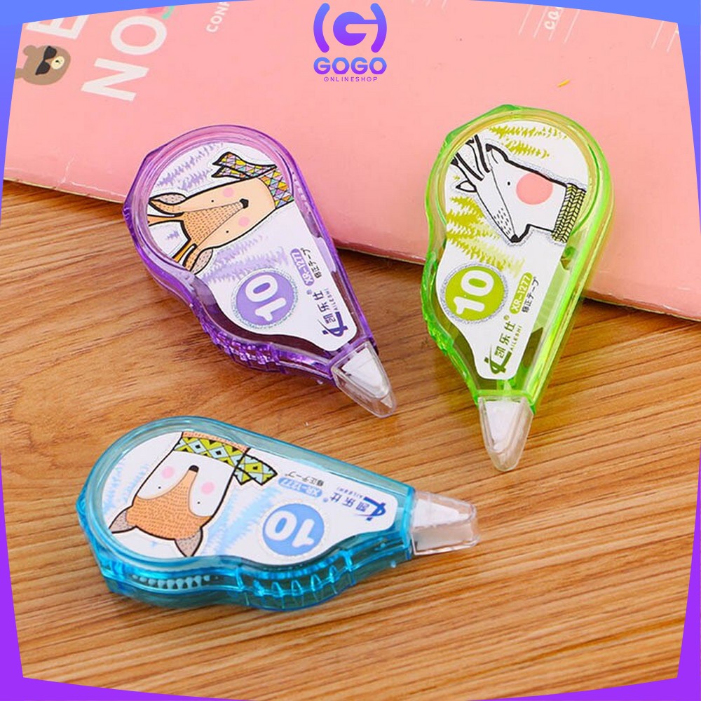 GOGO-A52 Correction Tape Karakter Hewan Lucu Perlengkapan Sekolah Pita Tipex Koreksi Multifungsi / Tip Ex Kertas Anak Sekolah Correction Import