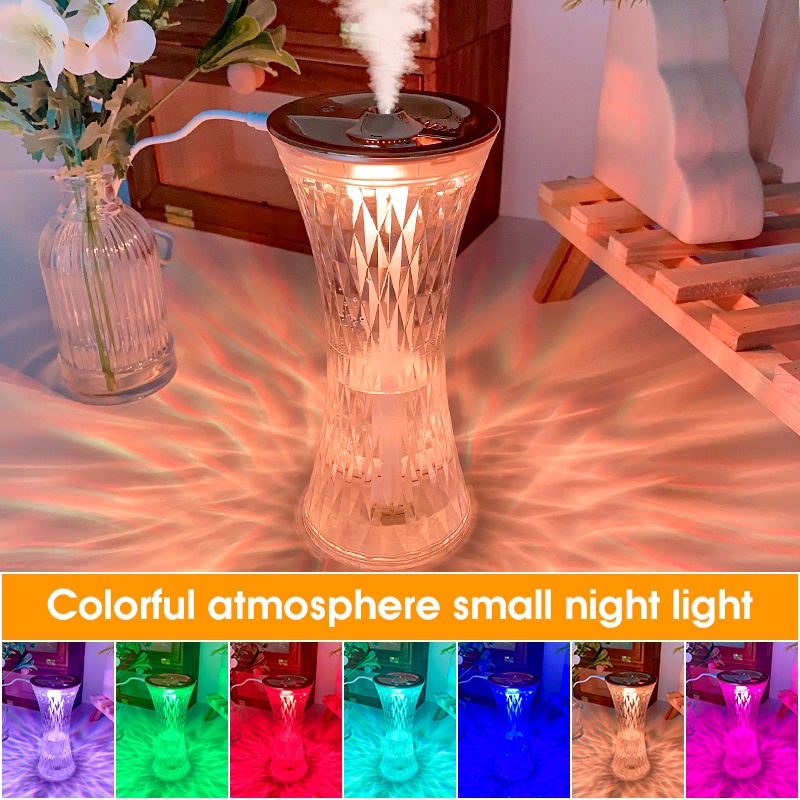 Air Humidifier Diffuser Suasana Lampu Meja 2 in 1 LED Humidifier/ Desktop Rumah Kabut Besar Atomisasi Semprot Kamar Tidur Warna-warni Lampu Malam Mini USB Humidifier Penjernih Udara