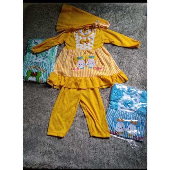 setelan gamis + jilbab anak