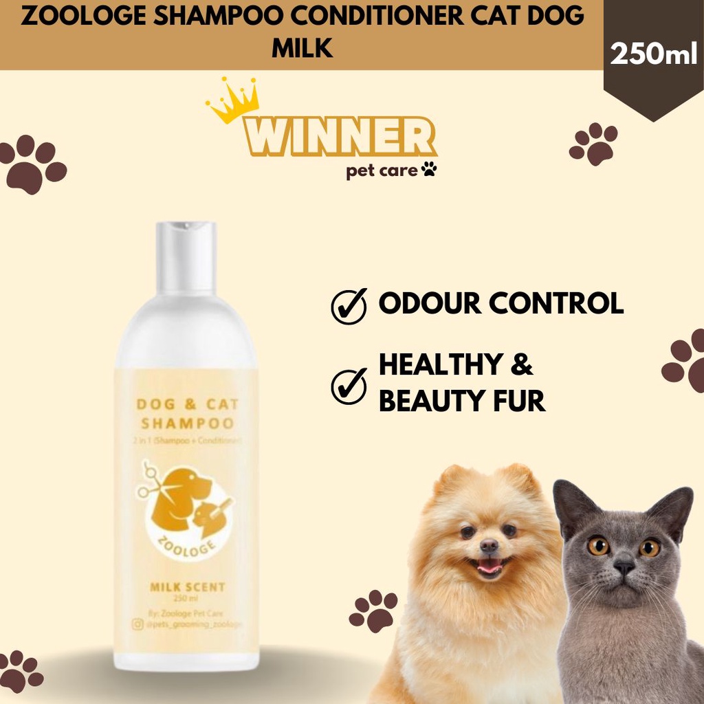 Zoologe Shampo Conditioner 2 in 1 Kucing Anjing Milk 250ml