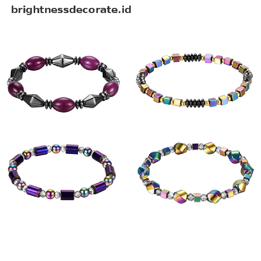 [Birth] Natural Hematite Braceket Anklet Magnet Gelang Pelangsing Sehat Perhiasan Penurunan Berat Badan Wanita Pria [ID]