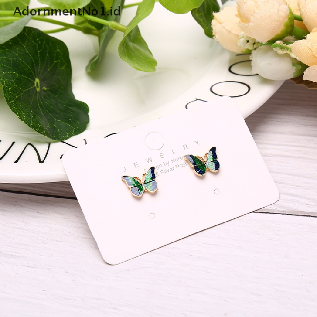 [AdornmentNo1] Vintage Fashion Enamel Hijau Kupu-Kupu Stud Anting Telinga Tren Perhiasan Wanita [ID]