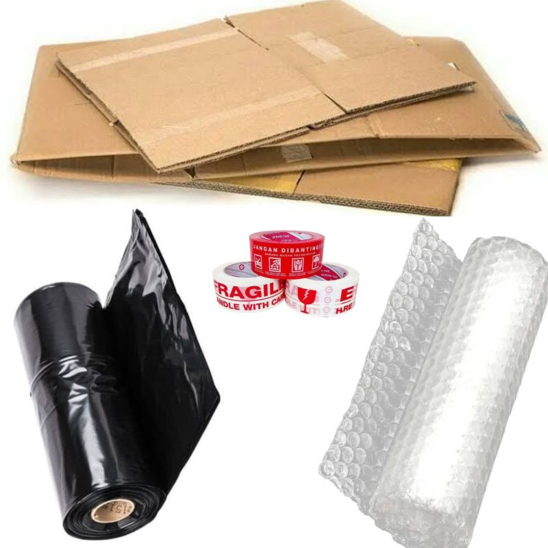 

Xtra packing kardus polos + buble warp