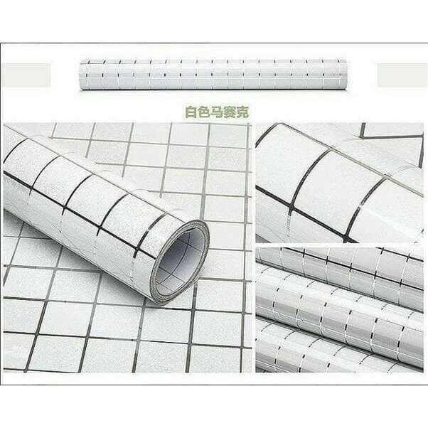 Wallpaper stiker dinding dapur& kamar mandi alumunium Foil WHITE murah