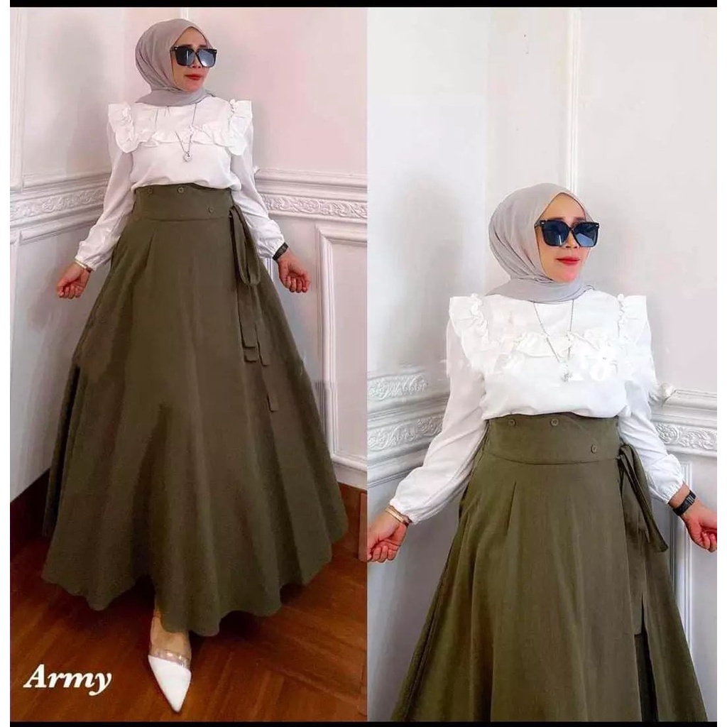 Tiana Set / One Set Baju Dan Rok Bahan Crinkle / Fashion Set Muslim Wanita / Terbaru / Kekinian