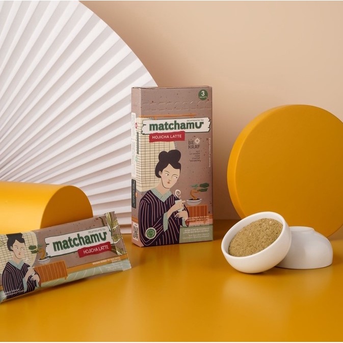 Matchamu Hojicha Latte Box of 3x24gr (Box of 3 sachets)