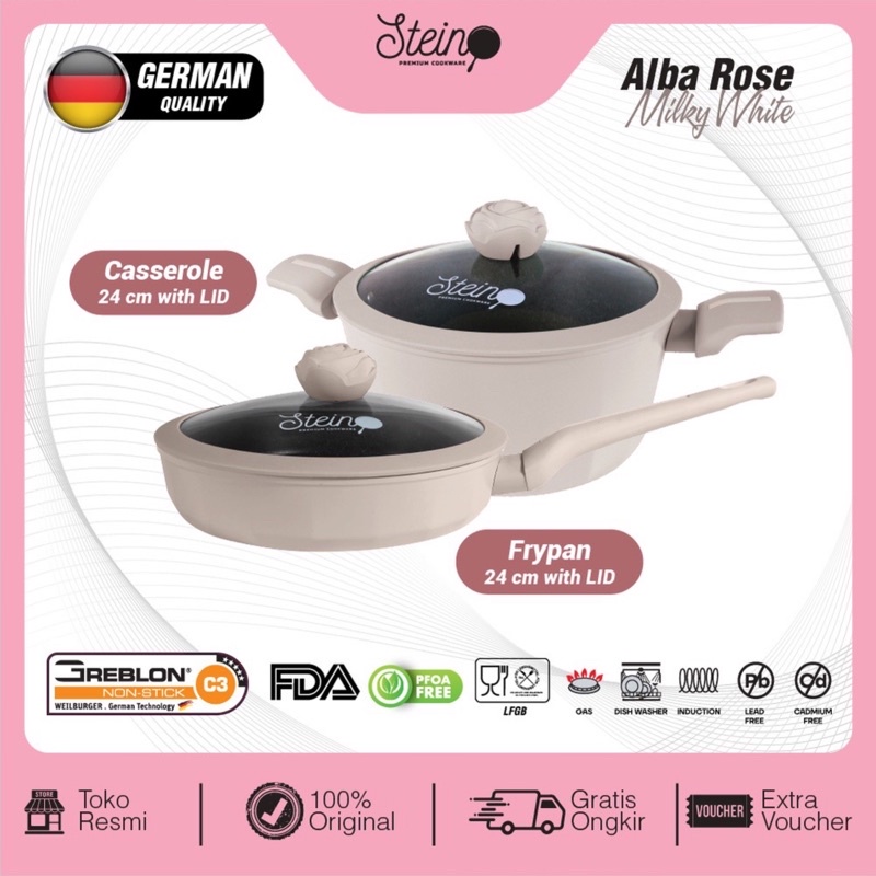 STEINCOOKWARE Alba Rose Set 2 in 1 panci set Granite ROSE Series