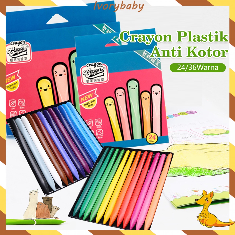 Ivorybaby 24/36crayon lab krayon kerayon plastik bentuk triangular anti kotor