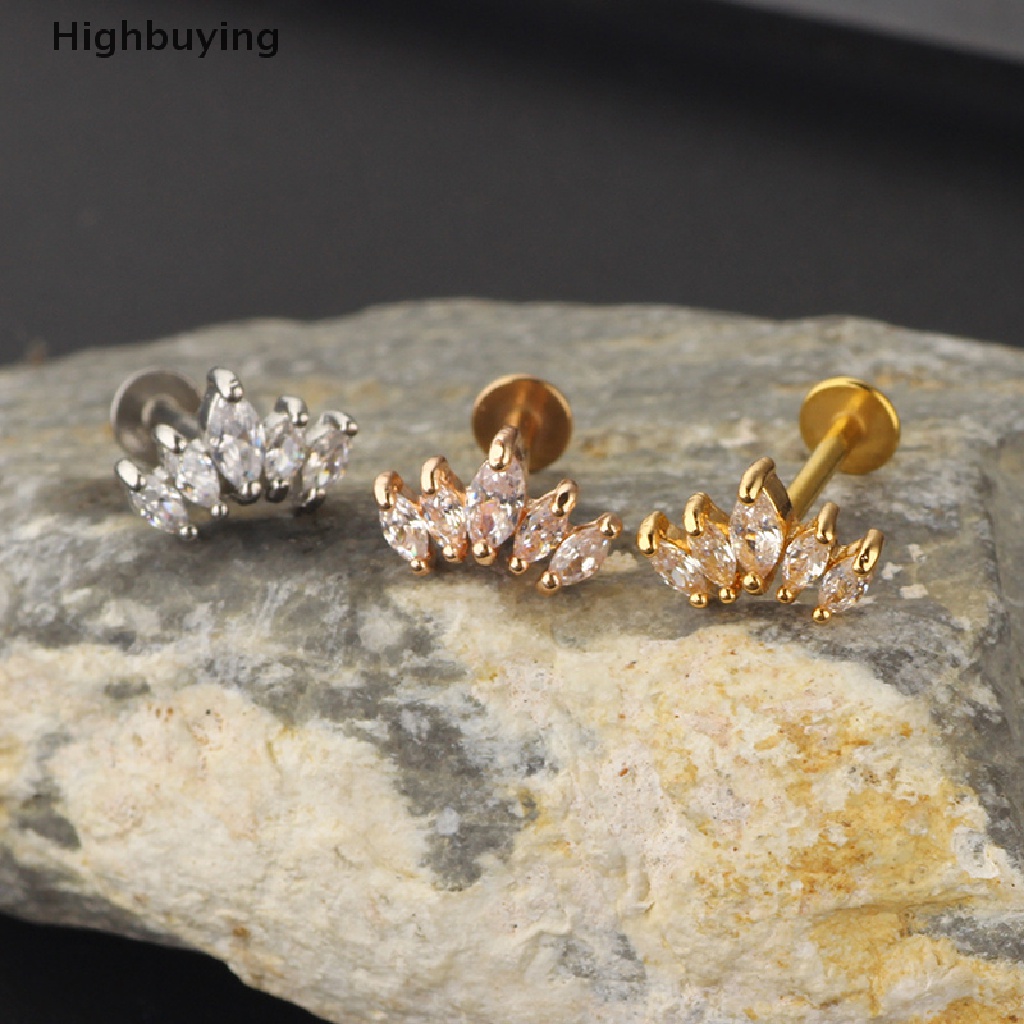 Hbid Ear Studs Cartilage Bars Earrings Perhiasan Telinga Kristal Anti Karat Glory