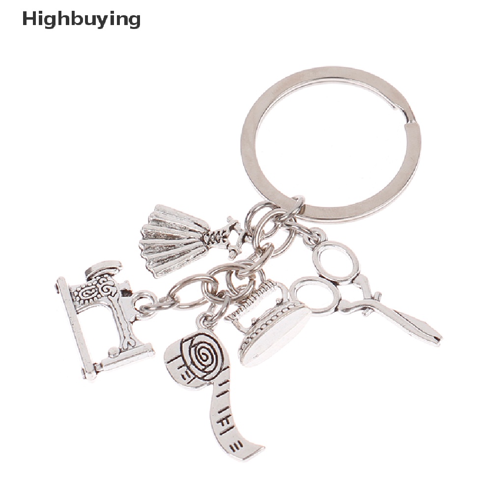 Hbid Gantungan Kunci Mesin Jahit Tailor Key Ring Pita Ukur Gunting Dress Key Chain Glory