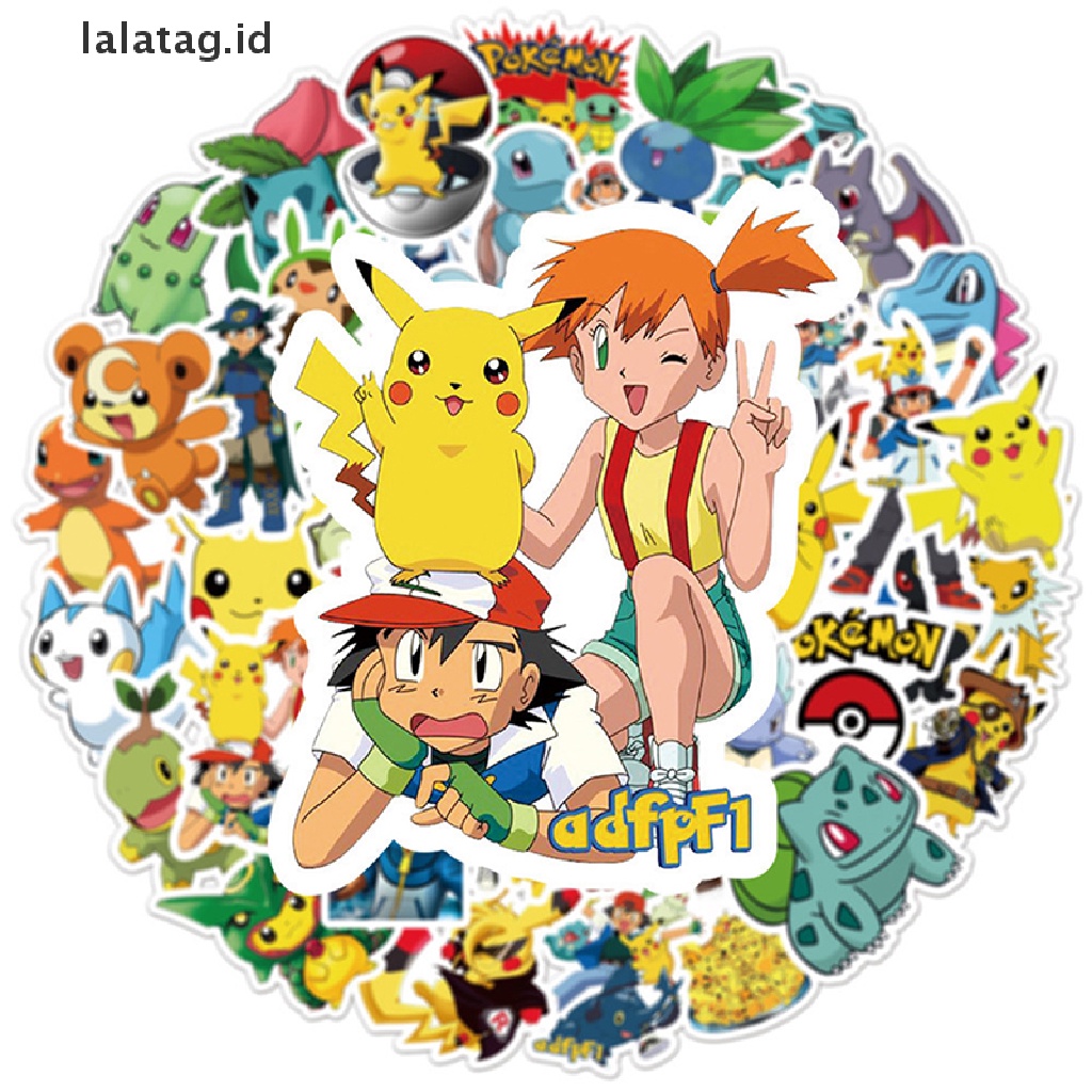 [lalatag] 50pcs Stiker Doodle Pokemon Lucu Kartun Tahan Air Stiker Koper Laptop [ID]