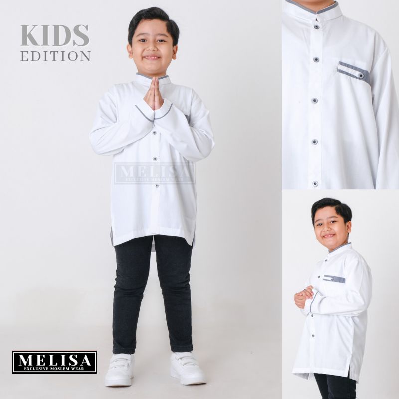 Baju Koko Anak Lengan Panjang Katun Toyobo Warna Putih Baju Muslim Anak Laki-laki Tanggung