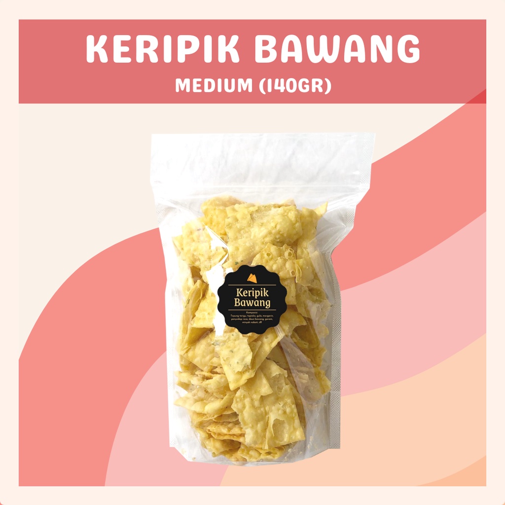 [DELISH SNACKS] Keripik Bawang (M) 140gr / Snack Cemilan Asin Gurih / Camilan Kripik Pangsit