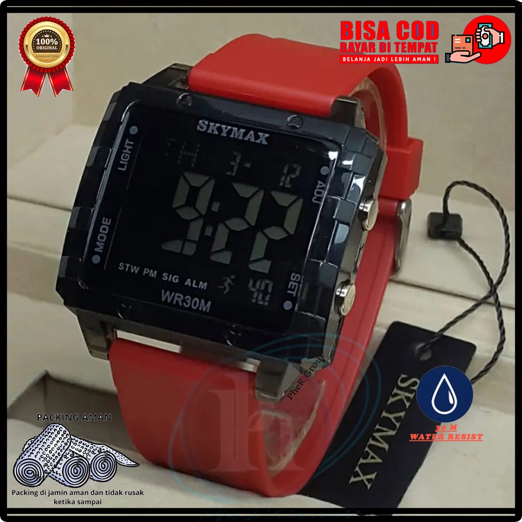 Jam Tangan Pria dan Wanita Skymax Model Square Bisa Cewek Cowok Desain Sporty Tahan Air