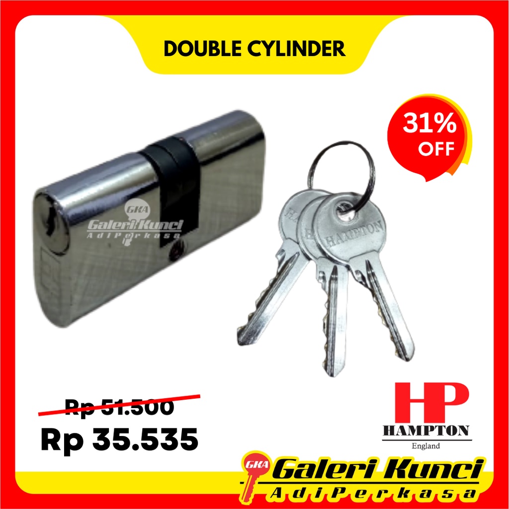 Silinder Kunci Hampton HMT Oval Double Cylinder Pintu Alumunium
