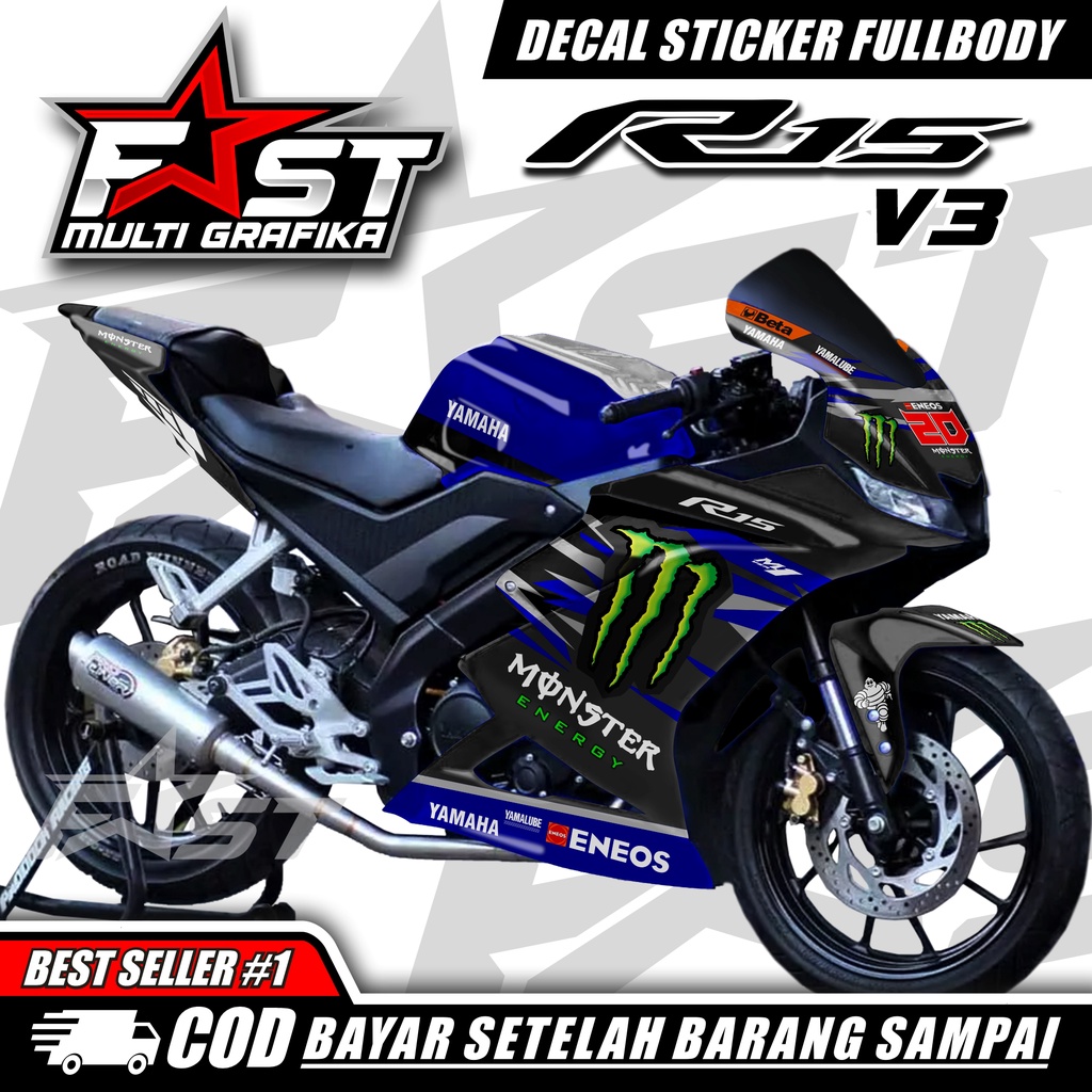 TERBARU Decal R15 V3 Fullbody Liveri MotoGP Sticker Striping Decal Yamaha R15 V3, Sticker Decal R15 