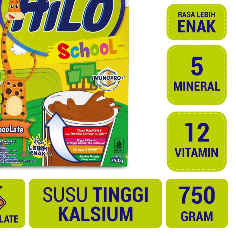 

Promo[KF7]-HiLo School Chocolate 750 gram - Susu Tinggi Kalsium Rendah Lemak
