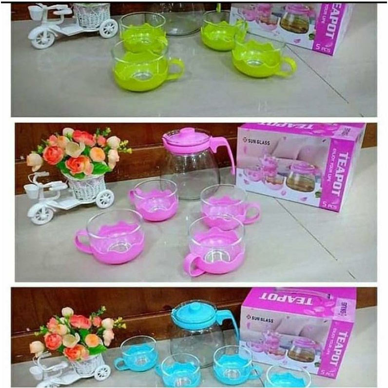 Teapot set 5in1 Teapot Kaca Teko Teh