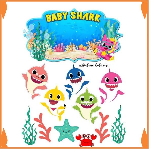 Ready Topper cake baby shark  baner kue ultah Toko_Arsha