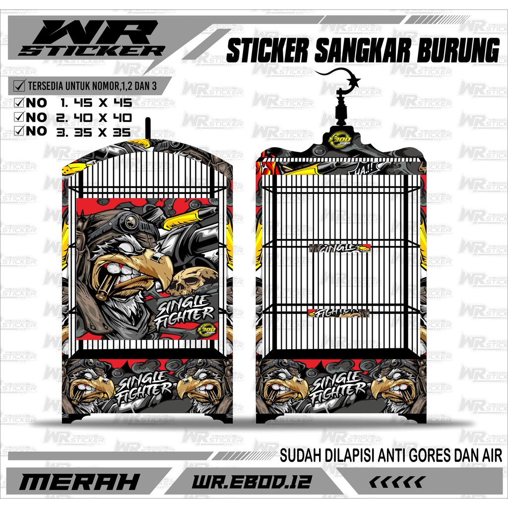 STIKER SANGKAR BURUNG KOTAK - Sticker decal kandang burung kosan setiker ebod kotak Bnr EBOD JAYA SI